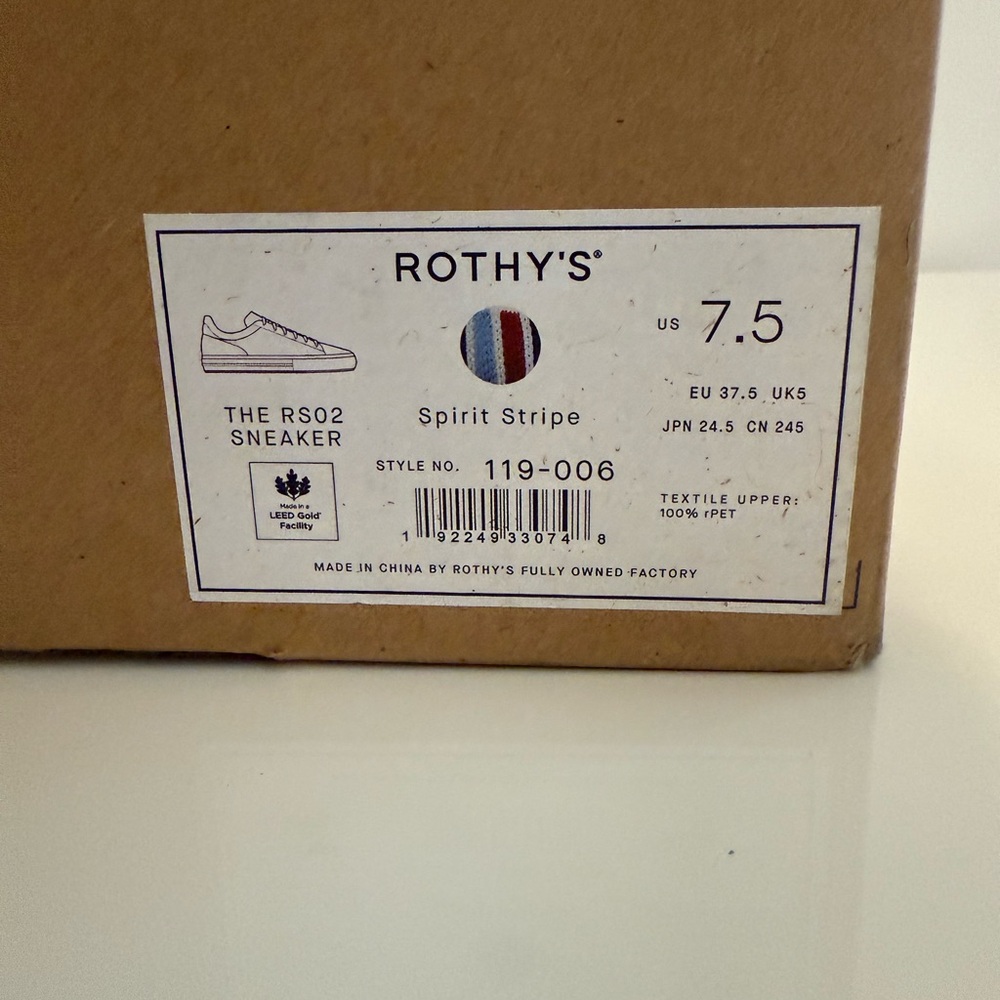 Rothy's Spirit Sneakers with Red and Blue Stripes - Picture 2 of 7